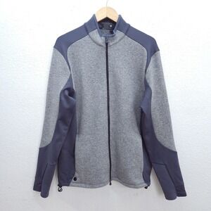 Greyson Full Zip Jacket Heather Gray Wool Blend Golf Long Sleeve Large